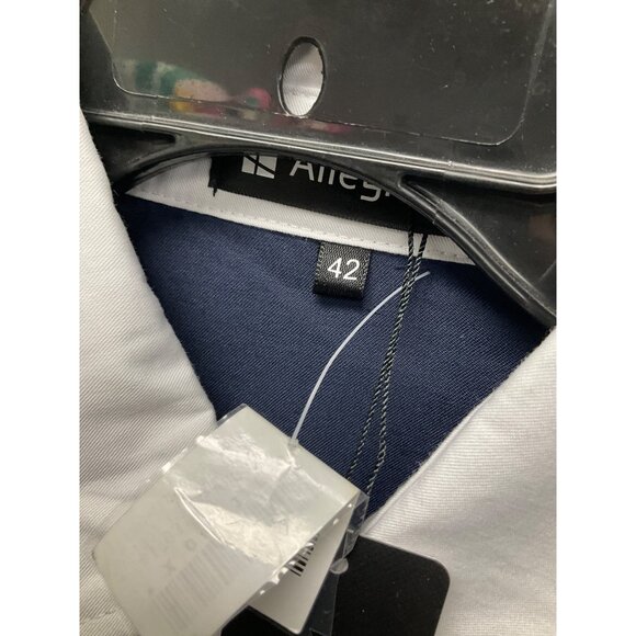 Allegra K Mens Navy & White Button-Down Shirt Size Large (42) Long Sleeve Classi - Picture 3 of 4